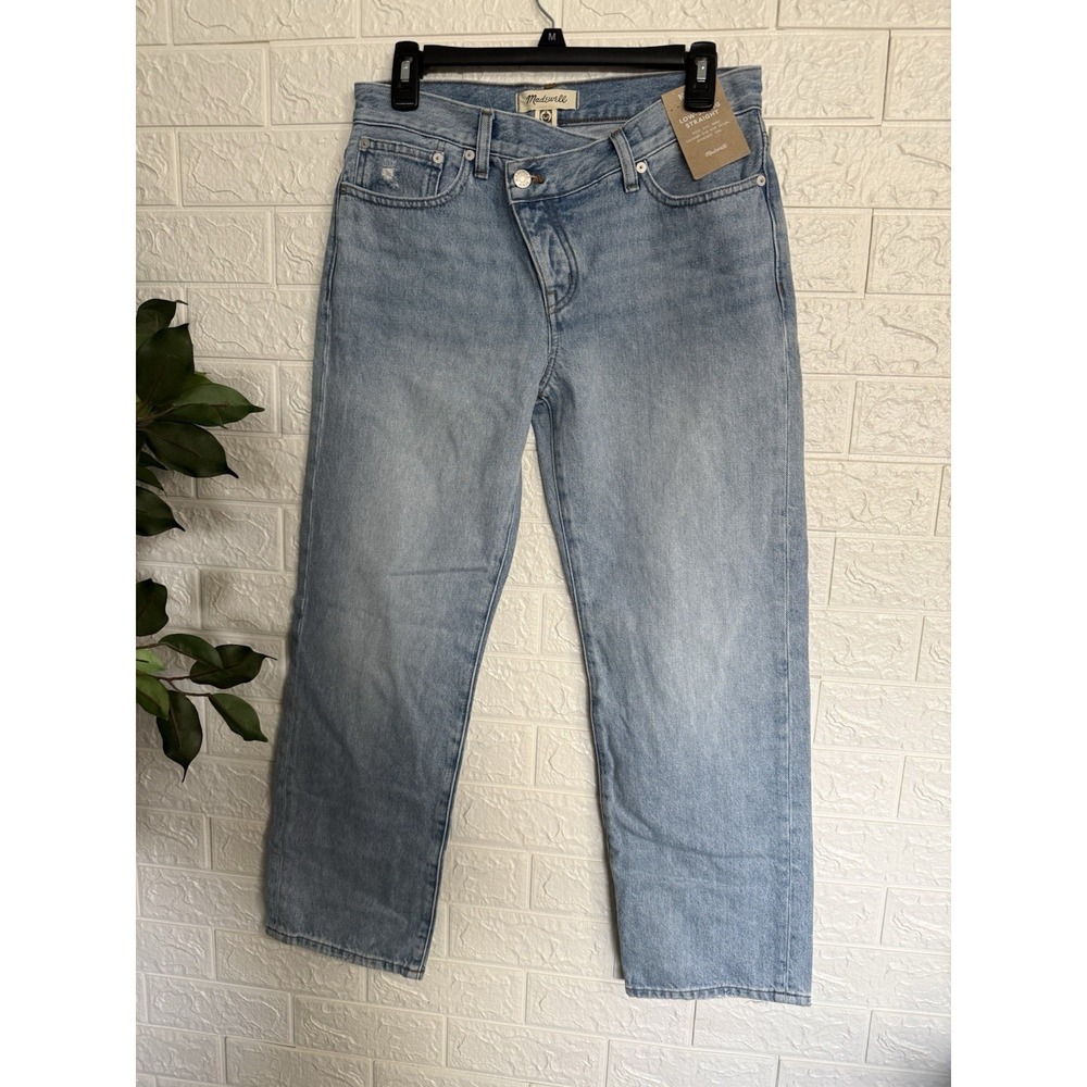 Madewell Womens Size 26 Low-Slung Straight Denim Jeans Light Distressed NP541